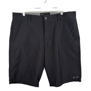 Oakley Mens Black Golf Shorts Size 36W Flat Front Performance Fabric Athletic